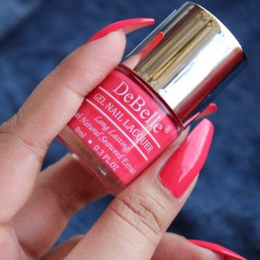 DeBelle Gel Nail Polish Fuschia Rose (Bright Pink Nail Paint)|Non UV - Gel Finish |Chip Resistant | Seaweed Enriched Formula| Long Lasting|Cruelty and Toxic Free| 8ml